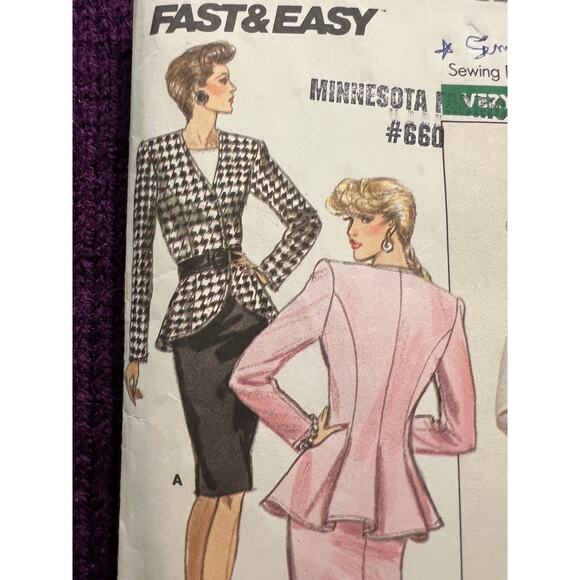 butterick 5949 sewing pattern blazer peplum 1980s size 6 8 10 - Picture 1 of 9
